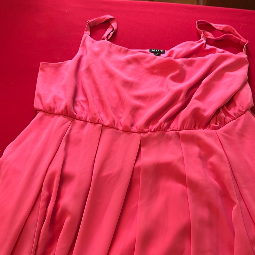 Barbie pink adjustable strap midi length dress